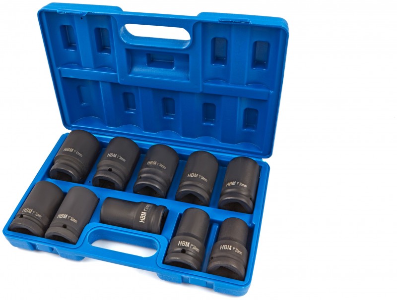 HBM 10-delige 1 inch krachtdoppenset chromevanadium dopsleutel set