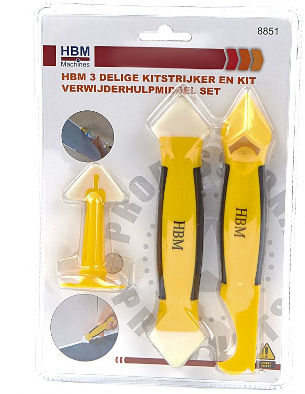 HBM 3-delt kitspartel og kitfjerningsværktøj sæt.