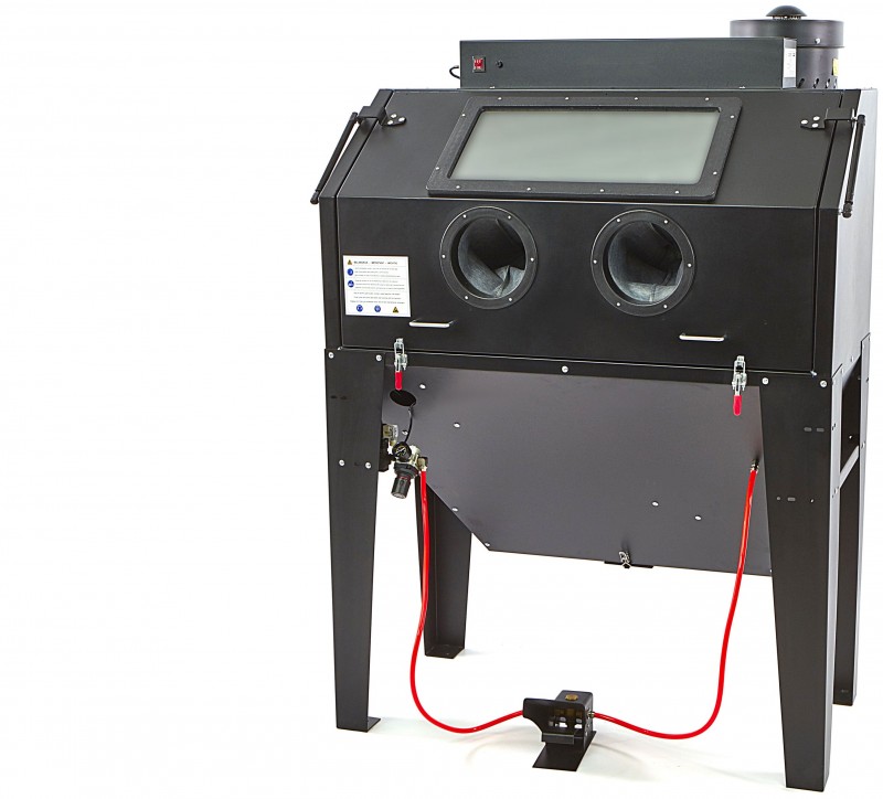 HBM straalcabine SBC 420/500 met afzuiging, 8 bar, 150 kg, zwart