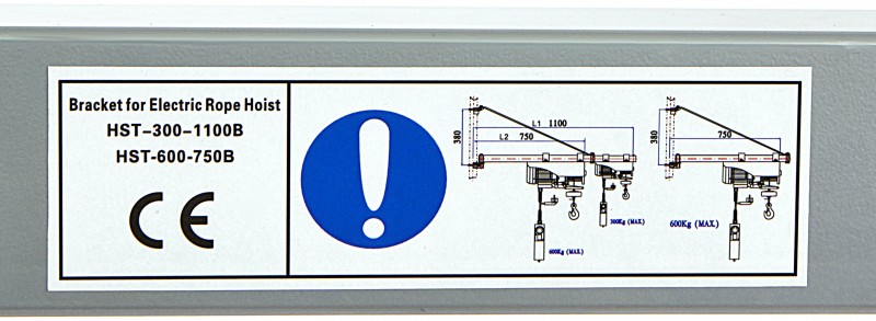 HBM svingarm til elektrisk talje 600 kg 110 cm 75 cm 48 mm