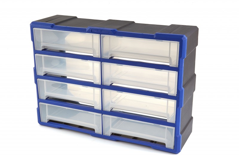 HBM 8-skuffers skuffekabinet assortimentskabinet opbevaringssystem plastik blå 16 x 37 x 52 cm. HBM 8-skuffers skuffekabinet assortimentskabinet opbevaringssystem plastik blå 16 x 37 x 52 cm.