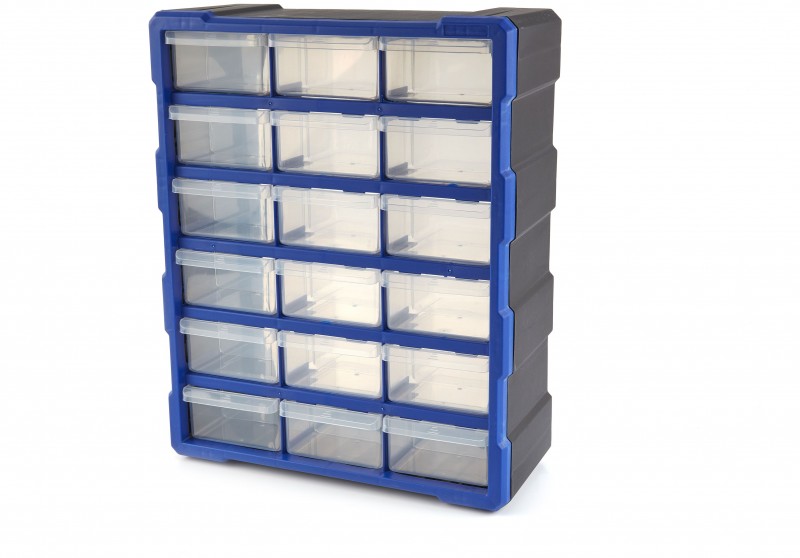 HBM 18-laden ladenkast assortimentskast opbergsysteem kunststof blauw 16 x 47 x 38 cm HBM 18-laden ladenkast assortimentskast opbergsysteem kunststof blauw 16 x 47 x 38 cm