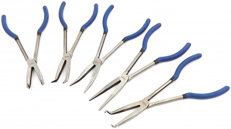 HBM 5-delige lange tangenset 275 mm - naaldneustang recht en schuin
