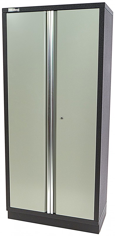 HBM dobbelt professionelt værktøjsskab grå til værkstedsindretning 200 x 91,5 x 46 cm, 4 hylder, bæreevne 50 kg.