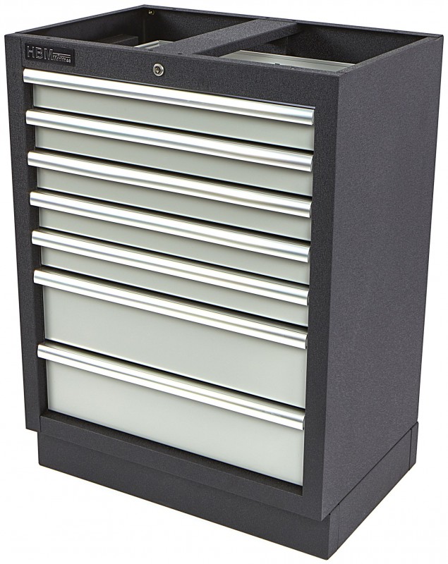 HBM professionele gereedschapskast met 7 laden, staal, gepoedercoat, 68 x 46 x 91 cm, grijs