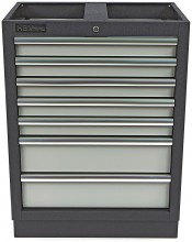 HBM professionele gereedschapskast met 7 laden, staal, gepoedercoat, 68 x 46 x 91 cm, grijs