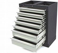 HBM professionele gereedschapskast met 7 laden, staal, gepoedercoat, 68 x 46 x 91 cm, grijs