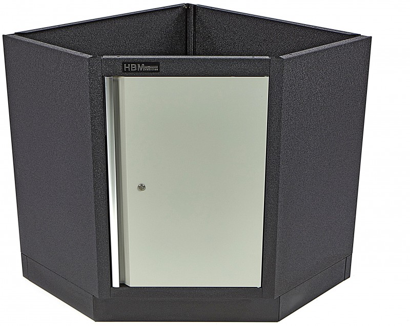 HBM Hoekkast Onderkast met Deur voor Werkplaatsinrichting, Grijs, 87 x 87 x 91 cm
