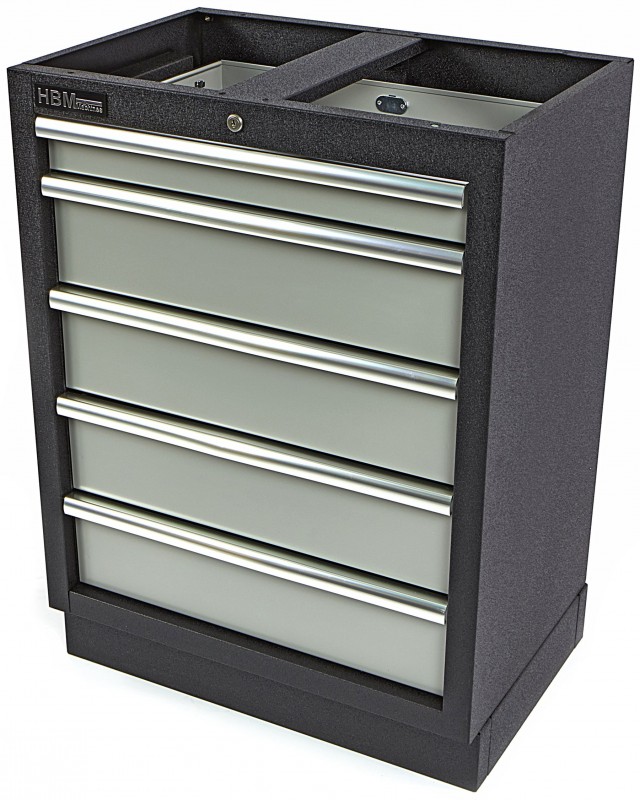 HBM Professionele Gereedschapskast 5 Laden, Staal, Antraciet, 68 x 46 x 91 cm, 50 kg Belastbaar
