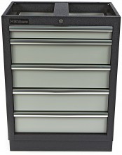 HBM Professionele Gereedschapskast 5 Laden, Staal, Antraciet, 68 x 46 x 91 cm, 50 kg Belastbaar
