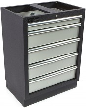 HBM Professionele Gereedschapskast 5 Laden, Staal, Antraciet, 68 x 46 x 91 cm, 50 kg Belastbaar
