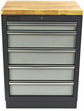 HBM Professionele Gereedschapskast 5 Laden, Staal, Antraciet, 68 x 46 x 91 cm, 50 kg Belastbaar
