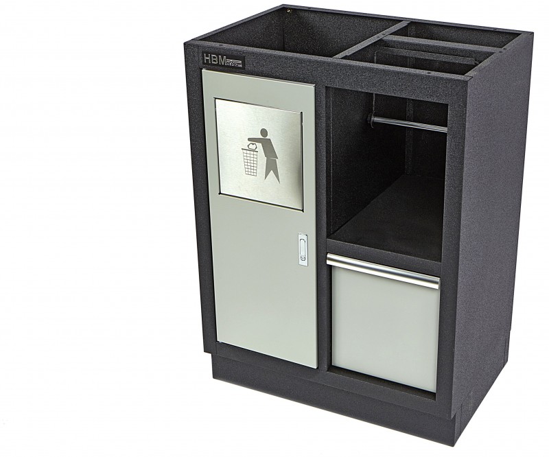 HBM Afvalbak en Papierhouder voor Werkplaatsinrichting - Stalen Gepoedercoate Kast 46x68x91 cm Grijs