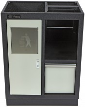 HBM Afvalbak en Papierhouder voor Werkplaatsinrichting - Stalen Gepoedercoate Kast 46x68x91 cm Grijs