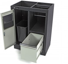 HBM Afvalbak en Papierhouder voor Werkplaatsinrichting - Stalen Gepoedercoate Kast 46x68x91 cm Grijs