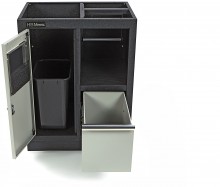 HBM Afvalbak en Papierhouder voor Werkplaatsinrichting - Stalen Gepoedercoate Kast 46x68x91 cm Grijs