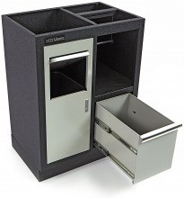 HBM Afvalbak en Papierhouder voor Werkplaatsinrichting - Stalen Gepoedercoate Kast 46x68x91 cm Grijs