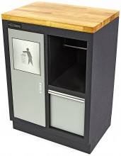 HBM Afvalbak en Papierhouder voor Werkplaatsinrichting - Stalen Gepoedercoate Kast 46x68x91 cm Grijs