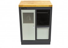 HBM Afvalbak en Papierhouder voor Werkplaatsinrichting - Stalen Gepoedercoate Kast 46x68x91 cm Grijs