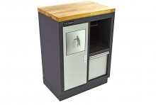 HBM Afvalbak en Papierhouder voor Werkplaatsinrichting - Stalen Gepoedercoate Kast 46x68x91 cm Grijs