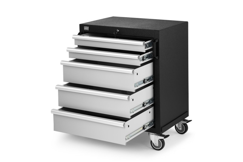 HBM professionele gereedschapswagen met 5 laden, grijs, 64,6 x 45,8 x 86,1 cm, werkplaatsinrichting HBM professionele gereedschapswagen met 5 laden, grijs, 64,6 x 45,8 x 86,1 cm, werkplaatsinrichting