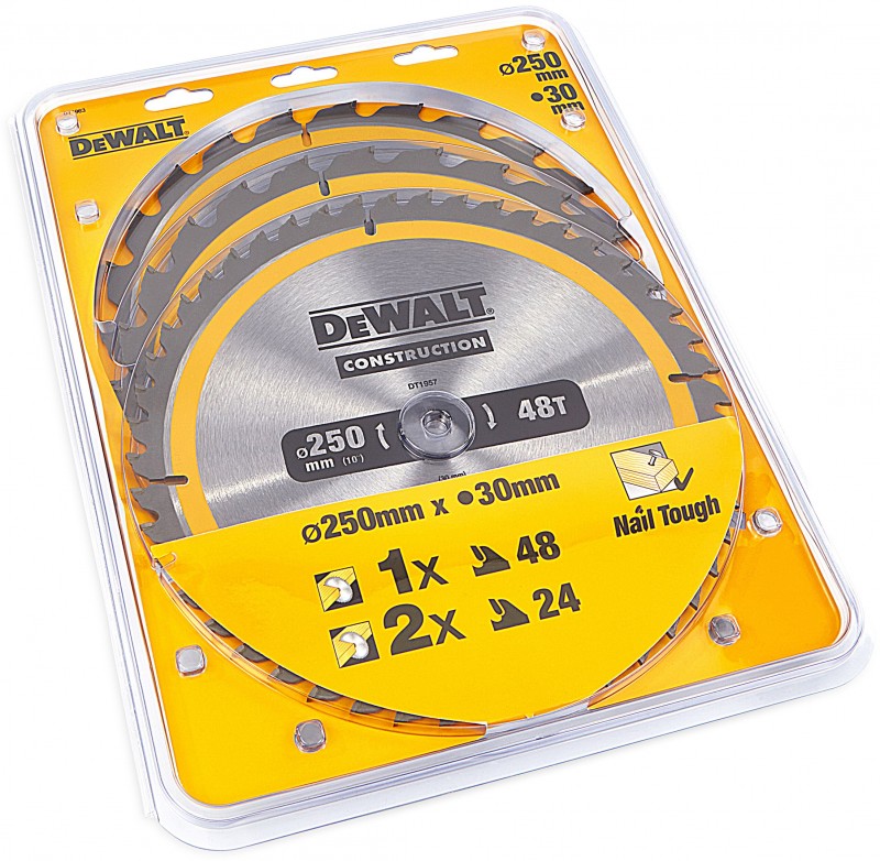 DeWalt DT1963-QZ Cirkelzaagbladenset 3-delig 250x30 mm 24T + 48T
DeWalt DT1963-QZ Cirkelzaagbladenset 3-delig 250x30 mm 24T + 48T