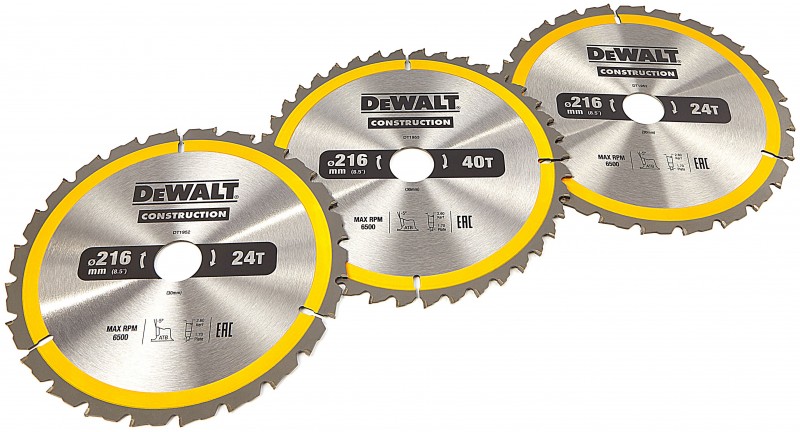 DeWalt DT1962-QZ 3-delige rundsavklinge sæt 216x30 mm 2x24T 1x40T