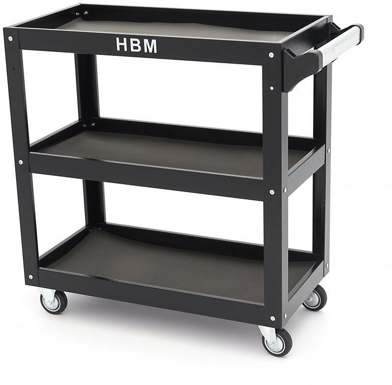 HBM gereedschapstrolley 3-laags 78,5 cm, 4 wielen, maximale belasting 90 kg
