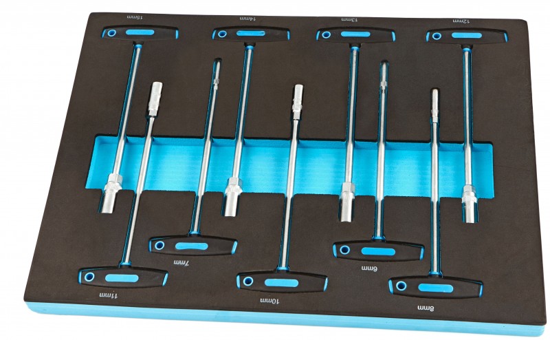 HBM 9-T-Greep Dopsleutel Foam Inlay voor Gereedschapswagen 39,5 x 54 x 3,5 cm