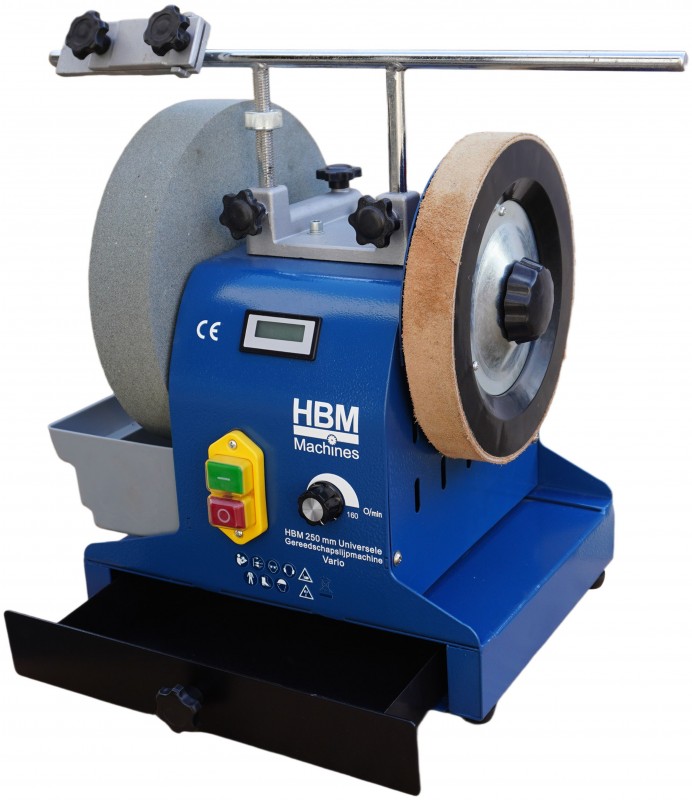 HBM 250 mm Variabele Universele Gereedschapslijpmachine 200 W, 230 V, 180 rpm, korrel 220, metaal
