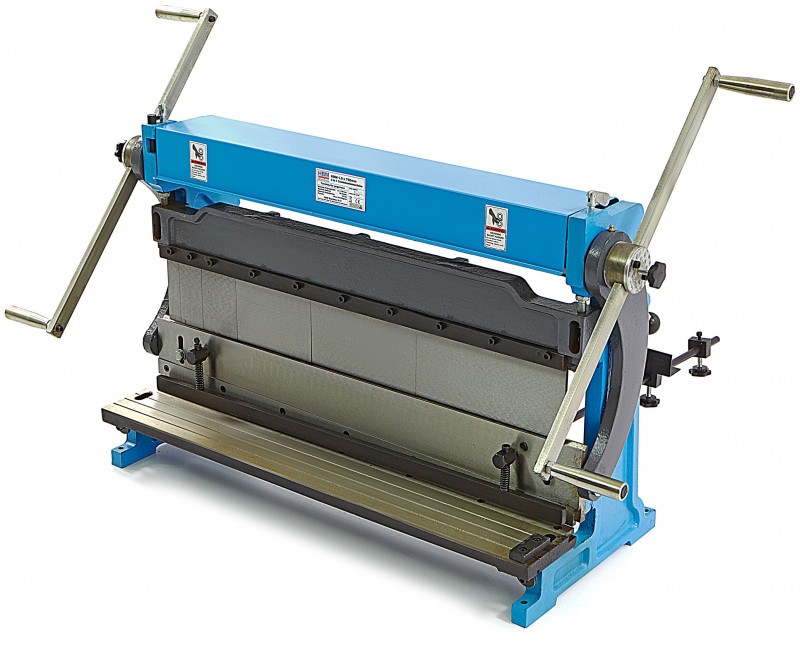 HBM 760 mm wals-, zet- en knipcombinatie met 2 armen, staal 1 mm, zethoek 90°