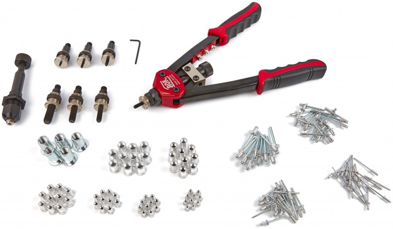 AOK professionele blindklinkmoertang en popnageltang set met opbergkoffer, geschikt voor M3-M12 en 3,2-6,4 mm
