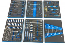 HBM gevulde gereedschapswagen 245-delig, metrische maten, zwart, 7 laden, slot, vergrendeling
