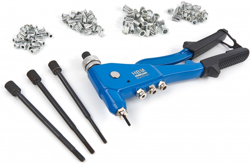 HBM 106-delige blindklinkmoertang set in koffer M3-M6