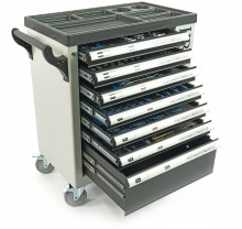 HBM gevulde gereedschapswagen 245-delig, metrische maten, zwart, 7 laden, slot, vergrendeling
