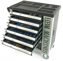 HBM gevulde gereedschapswagen 245-delig, metrische maten, zwart, 7 laden, slot, vergrendeling
