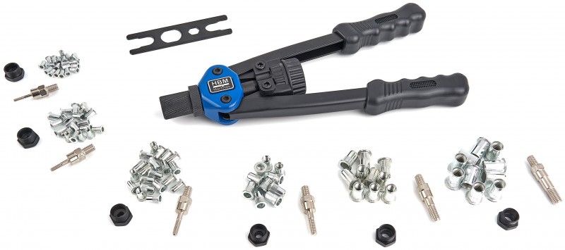 HBM 104-delige professionele blindklinkmoertangset in koffer, M3-M10, 325 cm HBM 104-delige professionele blindklinkmoertangset in koffer, M3-M10, 325 cm