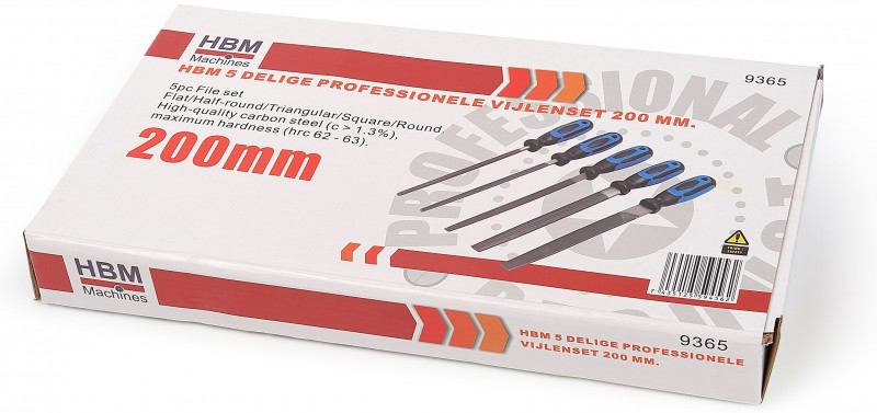HBM Professionel 5-delt filsæt 200 mm