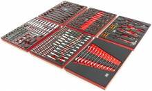 HBM 245-delige Premium Gereedschapsvulling voor Gereedschapswagen Rood, 6 Inlays, 21,5 kg, 39,5 x 53 cm