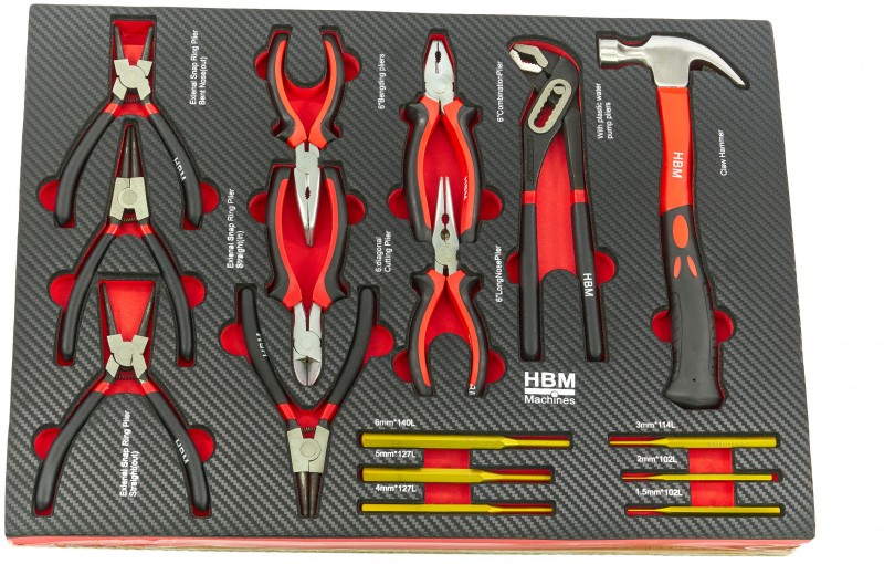 HBM 245-delige Premium Gereedschapsvulling voor Gereedschapswagen Rood, 6 Inlays, 21,5 kg, 39,5 x 53 cm