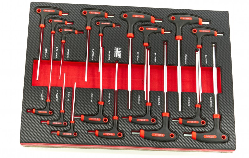 HBM 245-delige Premium Gereedschapsvulling voor Gereedschapswagen Rood, 6 Inlays, 21,5 kg, 39,5 x 53 cm