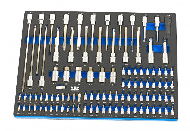 HBM 262-delige premium gereedschapsvulling voor gereedschapswagen, 7 inlays, 39 x 54 cm, blauw HBM 262-delige premium gereedschapsvulling voor gereedschapswagen, 7 inlays, 39 x 54 cm, blauw