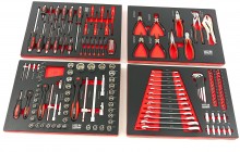 HBM gevulde gereedschapswagen 154-delig zwart, 7 laden, 4 zwenkwielen, 100 kg belastbaar
