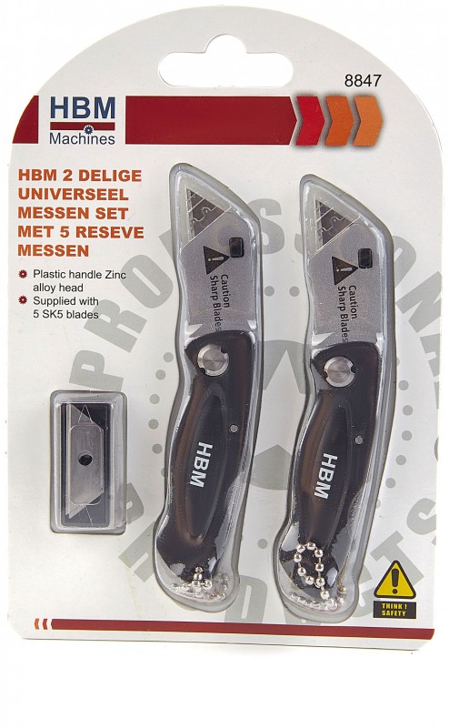 HBM udskydelig knivsæt 2-delt med 5 reservede knive, længde 65 mm. HBM udskydelig knivsæt 2-delt med 5 reservede knive, længde 65 mm.