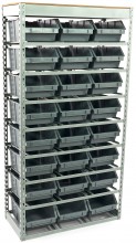 HBM bakkenkast met 24 opbergbakken, metalen stelling, 85 x 40 x 165 cm, 480 kg draagvermogen