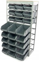 HBM bakkenkast met 24 opbergbakken, metalen stelling, 85 x 40 x 165 cm, 480 kg draagvermogen