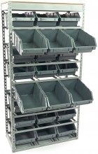 HBM bakkenkast met 24 opbergbakken, metalen stelling, 85 x 40 x 165 cm, 480 kg draagvermogen