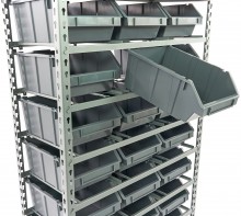 HBM bakkenkast met 24 opbergbakken, metalen stelling, 85 x 40 x 165 cm, 480 kg draagvermogen