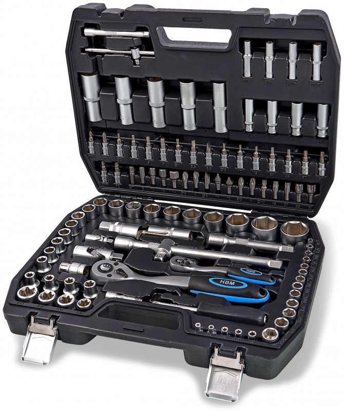 HBM 108-delige Professionele Doppenset Inch Maten met Opbergkoffer HBM 108-delige Professionele Doppenset Inch Maten met Opbergkoffer