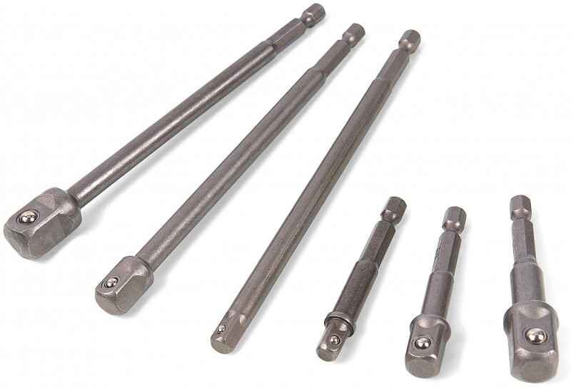 HBM Professionele 6-delige Bit-Dop Adapterset met HEX Aansluiting Dopsleutel Set
